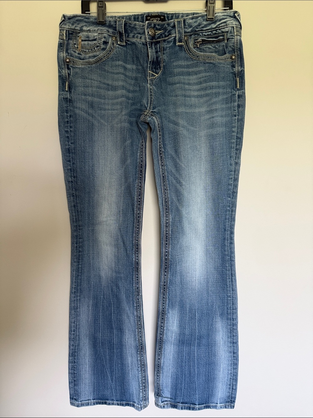 Express Rerock Women's Denim Flare Jeans in Washed Blue - size 12 R